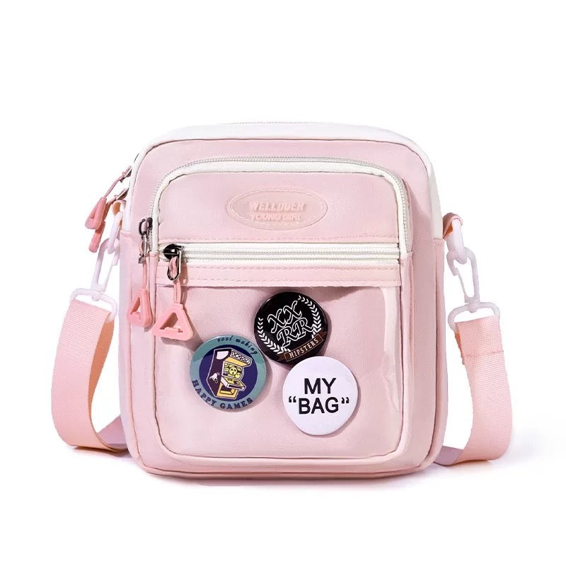Lovely Small Simple Polyester Cross-pack Teens Girls Candy Color Casual Strap Bag